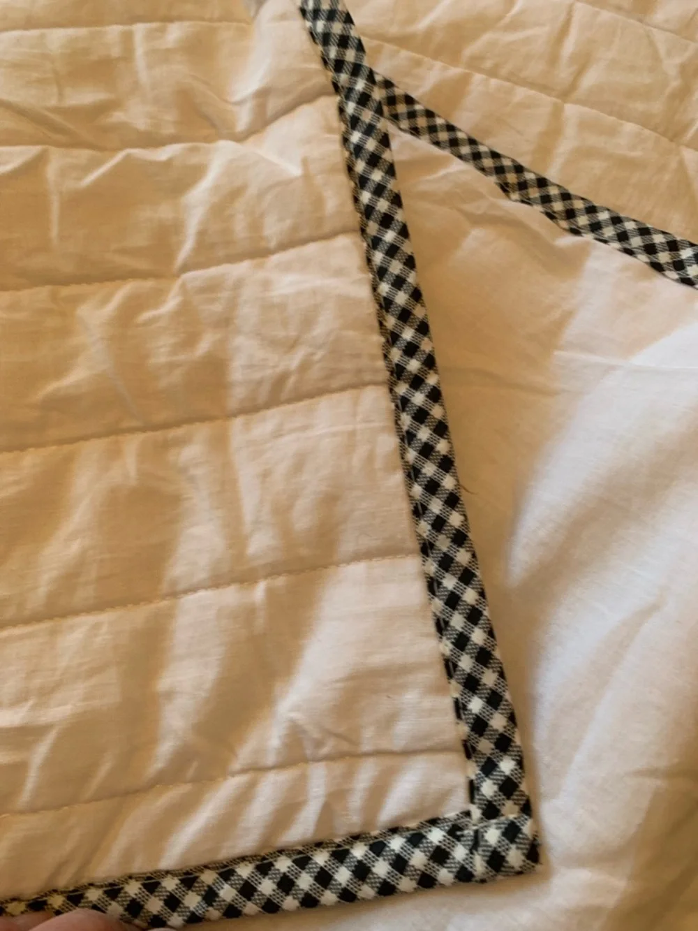 Rae Dunn SLEEP King size White and Gingham Quilt